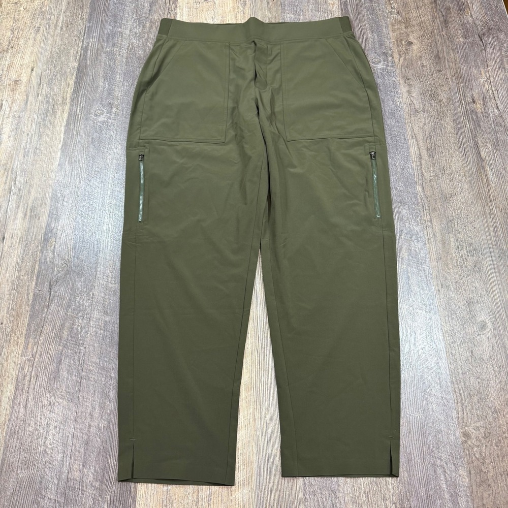 Athleta Brooklyn Heights Cargo Pants Women 14 Olive Green Utility Stretch 818482